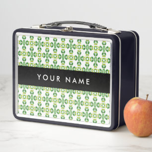 Lunch Box Motif de feuille, feuilles vertes, votre nom