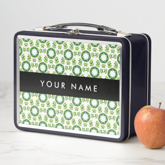 Lunch Box Motif de feuille, feuilles vertes, votre nom (En situation)