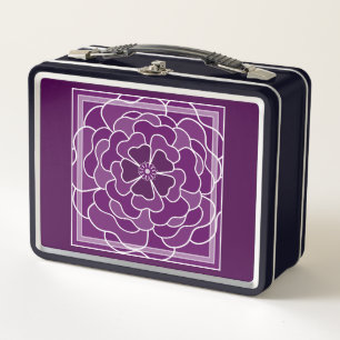 Lunch Box Motif de fleurs abstraites violet foncé