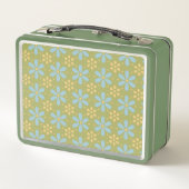 Lunch Box Motif de fleurs bleues et jaunes Abstraites rétros (Dos)