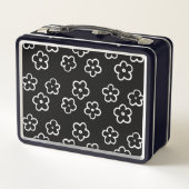 Lunch Box Motif de fleurs noir et blanc (Dos)