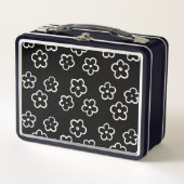 Lunch Box Motif de fleurs noir et blanc (Devant)