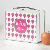 Lunch Box Motif de fraises blanches sur mesure (En situation)