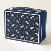 Lunch Box Motif de fusée à nom personnalisé (Dos)