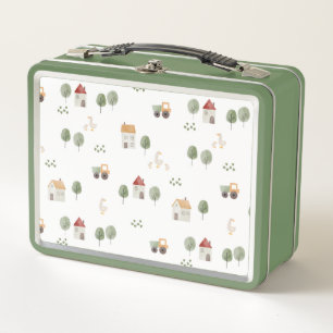 Lunch Box Motif de la ferme d'aquarelle