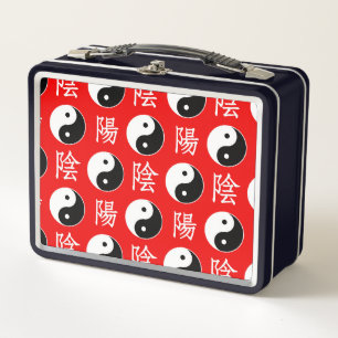 Lunch Box Motif de l'Arrière - plan rouge chinois Yinyang