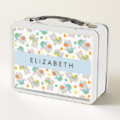 Lunch Box Motif De Llamas, Alpacas, Fleurs, Votre Nom (Dos)