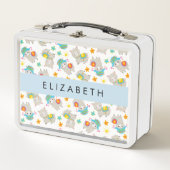 Lunch Box Motif De Llamas, Alpacas, Fleurs, Votre Nom (Devant)