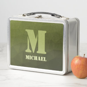 Lunch Box Motif de maillage géométrique d'olive verte de l'a