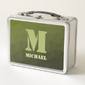 Lunch Box Motif de maillage géométrique d'olive verte de l'a (Devant)