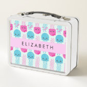 Lunch Box Motif de méduses, Mignonne méduse, Mer, Votre nom (Dos)