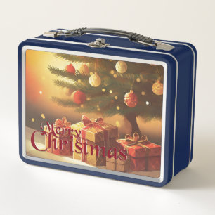 Lunch Box Motif de Noël, avec des cadeaux sous l'arbre de No