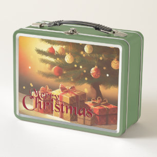 Lunch Box Motif de Noël, avec des cadeaux sous l'arbre de No