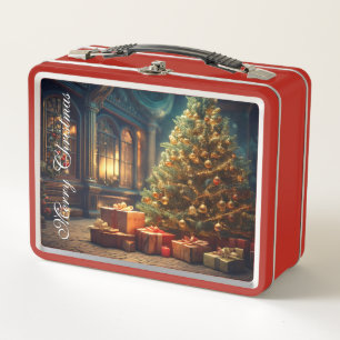 Lunch Box Motif de Noël avec des cadeaux sous l'arbre de Noë