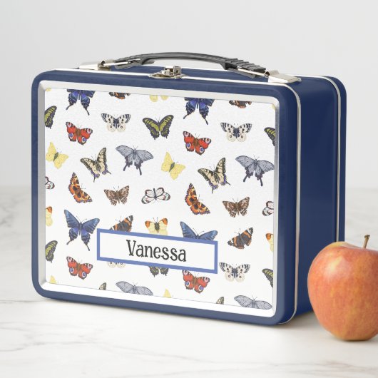 Lunch Box Motif de papillon mou moderne Nom personnalisé (En situation)