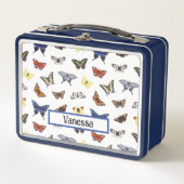 Lunch Box Motif de papillon mou moderne Nom personnalisé (Devant)