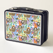 Lunch Box Motif de paresse d'aquarelle de bande dessinée (Dos)