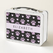 Lunch Box Motif De Pâtes, Pâtes Lilac, Coeurs, Votre Nom (Dos)