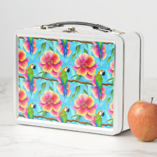 Lunch Box Motif de perroquet et de fleurs tropicales