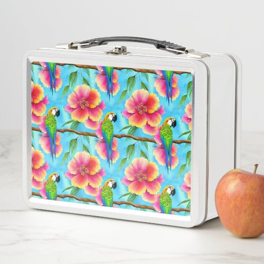 Lunch Box Motif de perroquet et de fleurs tropicales (En situation)