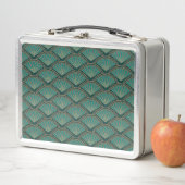 Lunch Box Motif de style Art déco en vert turquoise (En situation)