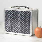 Lunch Box Motif de tissage de la Marine Orientale Bleu Blanc (En situation)