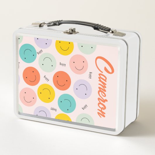 Lunch Box Motif de visage joyeux souriant coloré (Devant)