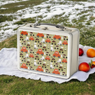 Lunch Box Motif de voitures orange