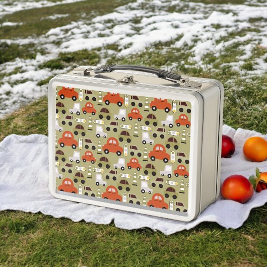 Lunch Box Motif de voitures orange