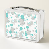 Lunch Box Motif Des Eléphants, Eléphants Mignons - Gris Bleu (Dos)