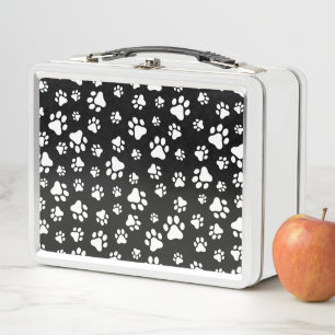 Lunch Box Motif des pattes, Empreintes de pattes, noir et bl