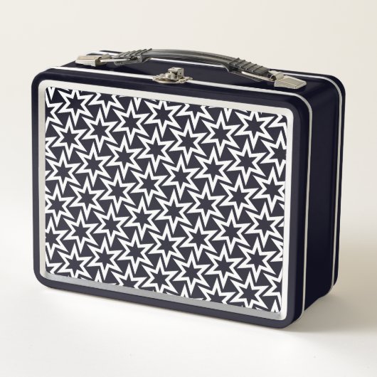 Lunch Box Motif d'étoile géométrique noir et blanc (Devant)