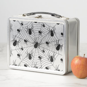 Lunch Box Motif d'Halloween Black White araignées