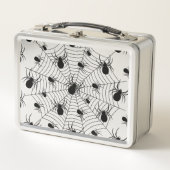 Lunch Box Motif d'Halloween Black White araignées (Devant)