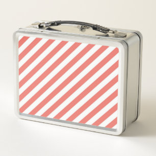 Lunch Box Motif diagonal de bandes roses et blanches