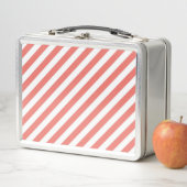 Lunch Box Motif diagonal de bandes roses et blanches (En situation)