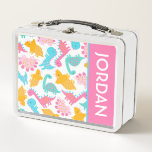 Lunch Box Motif Dinosaur rose et Turquoise
