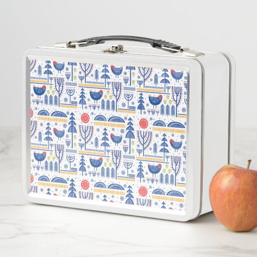 Lunch Box Motif d'oiseau d'hiver d'art populaire (En situation)