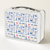 Lunch Box Motif d'oiseau d'hiver d'art populaire (Dos)