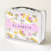 Lunch Box Motif D'Ours, Nounours, Étoiles, Votre Nom (Dos)