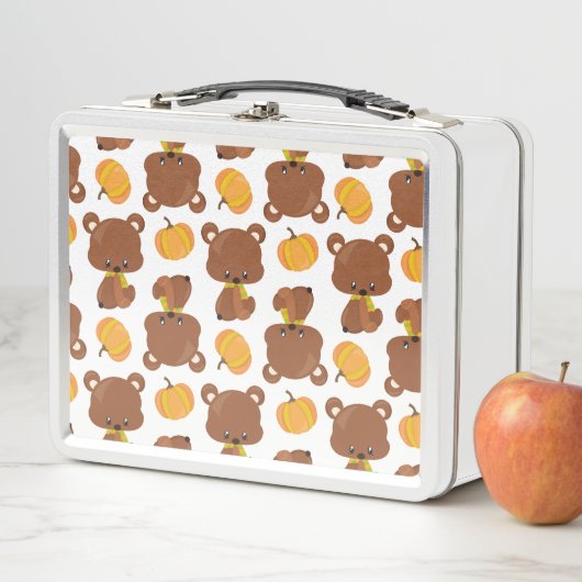 Lunch Box Motif D'Ours, Ours Mignons, Automne, Citrouille (En situation)