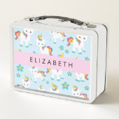 Lunch Box Motif D'Unicornes, De Bonnes Unicornes, Votre Nom (Dos)