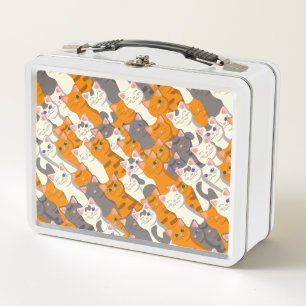 Lunch Box Motif en diagonale du chat noir blanc gingembre