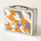 Lunch Box Motif en diagonale du chat noir blanc gingembre (Dos)