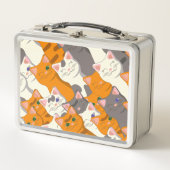 Lunch Box Motif en diagonale du chat noir blanc gingembre (Devant)