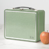 Lunch Box Motif en toile verte Monogrammé (En situation)