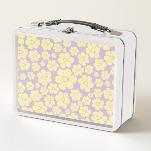Lunch Box Motif Fleur - Pastel Jaune et Violet (Devant)