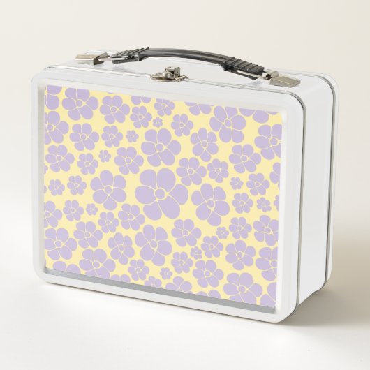 Lunch Box Motif Fleur - Pastel Jaune et Violet (Devant)