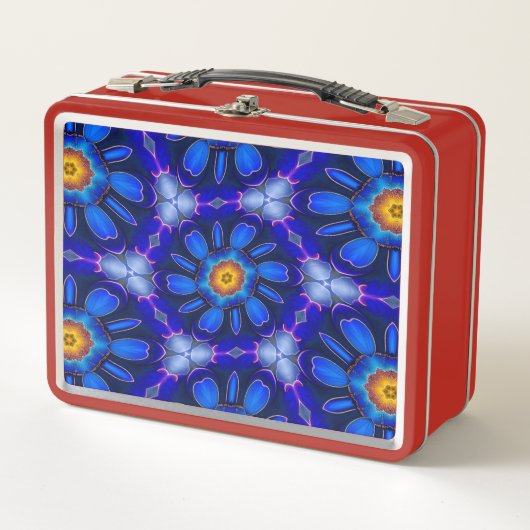 Lunch Box Motif Fleurs bleues Abstraites (Devant)