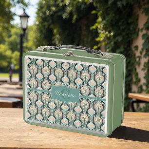 Lunch Box Motif floral à monogramme botanique abstrait vinta